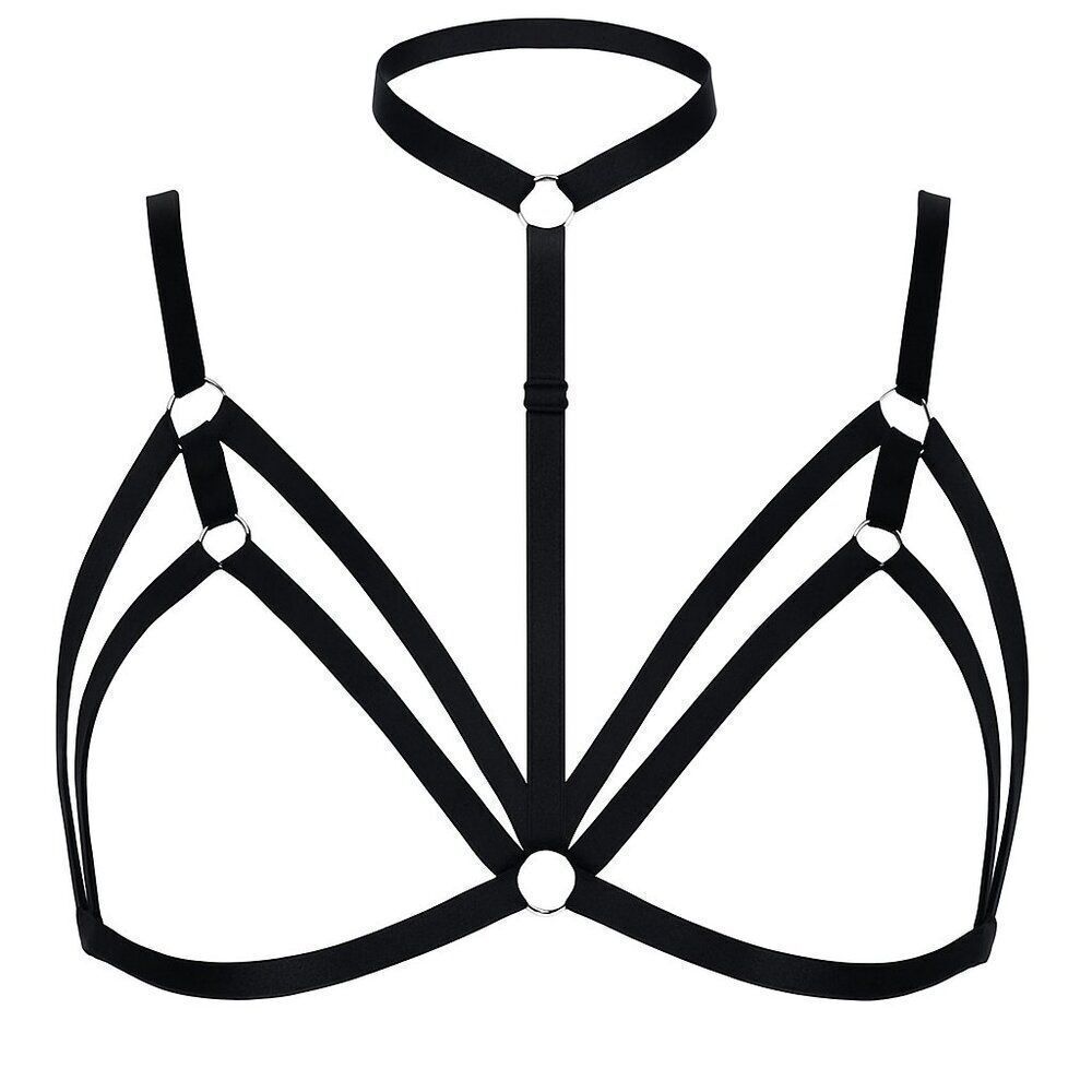 Black Strappy Harness Bralette | Adjustable Cage Lingerie Top